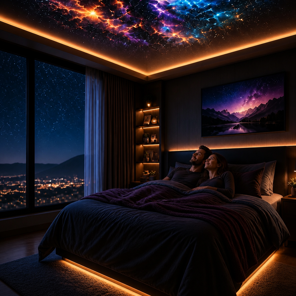 Veilleuse et projeteur de galaxie ajustable 360°