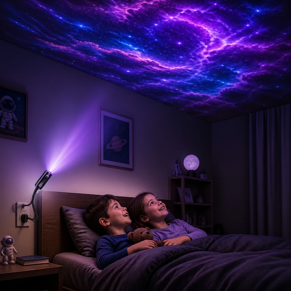 Veilleuse et projeteur de galaxie ajustable 360°