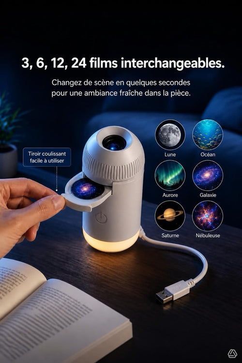 Veilleuse et projeteur de galaxie ajustable 360°