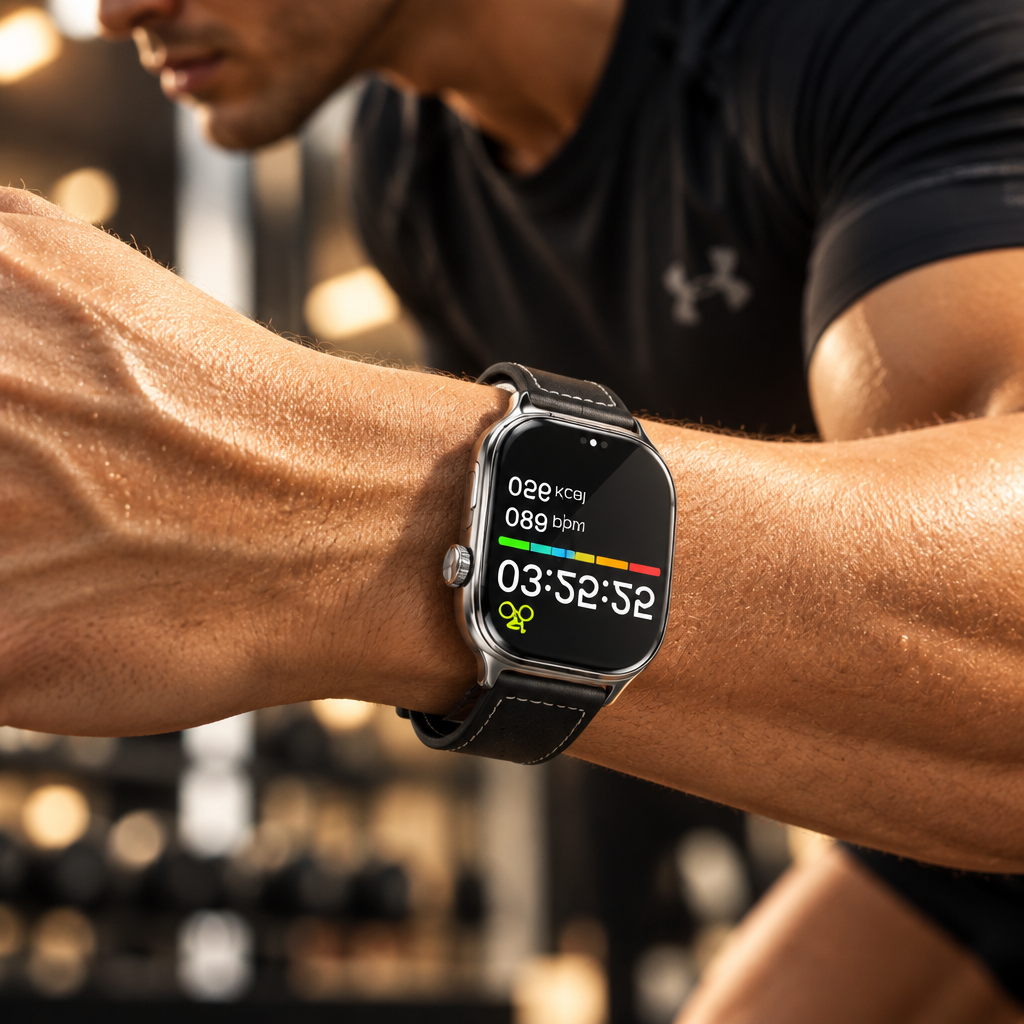 Montre Connectée – Écran Tactile Incurvé 2,01″, Appels Bluetooth 5.3, Suivi Sport & Notifications