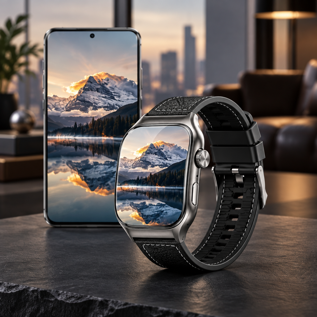 Montre Connectée – Écran Tactile Incurvé 2,01″, Appels Bluetooth 5.3, Suivi Sport & Notifications